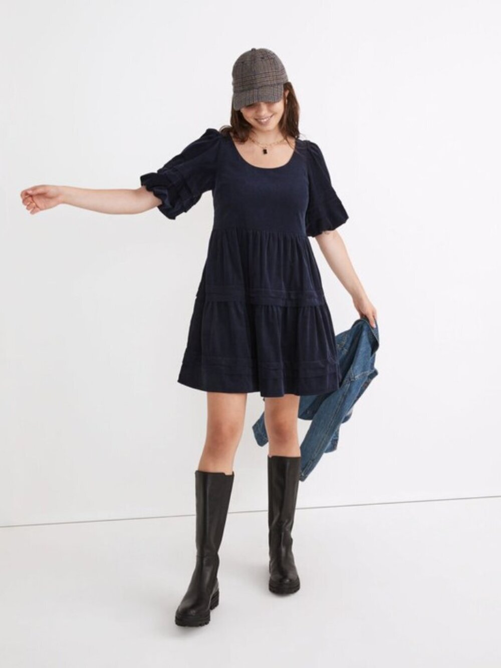 NWT Madewell Corduroy Tiered Mini Dress - Picture 2 of 9
